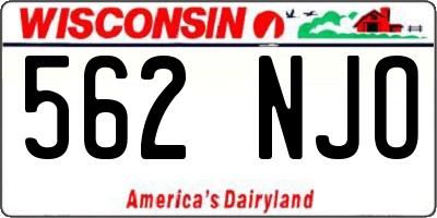 WI license plate 562NJO