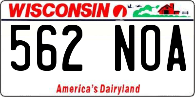WI license plate 562NOA