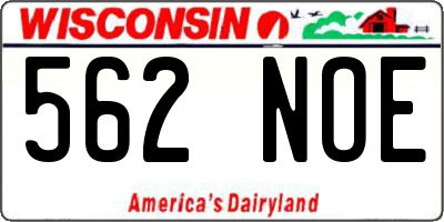 WI license plate 562NOE