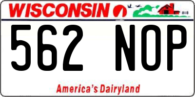 WI license plate 562NOP