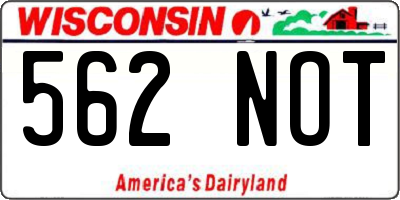 WI license plate 562NOT