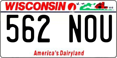 WI license plate 562NOU