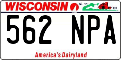 WI license plate 562NPA