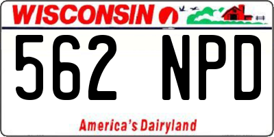 WI license plate 562NPD