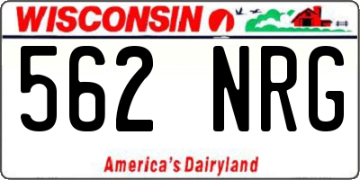 WI license plate 562NRG