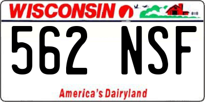 WI license plate 562NSF