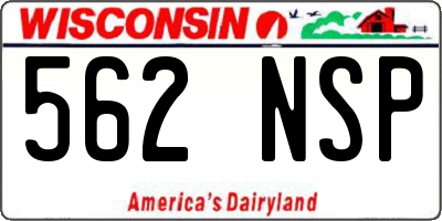 WI license plate 562NSP