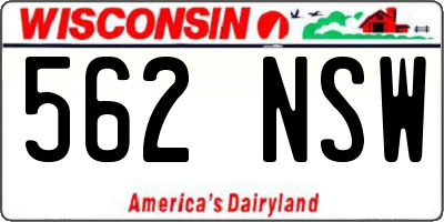 WI license plate 562NSW