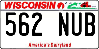 WI license plate 562NUB
