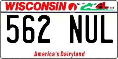 WI license plate 562NUL