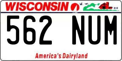 WI license plate 562NUM