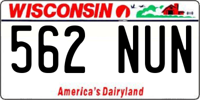 WI license plate 562NUN