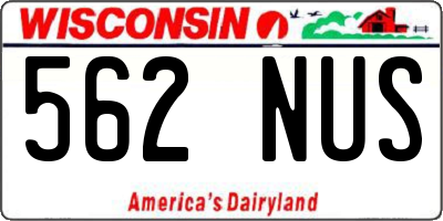 WI license plate 562NUS