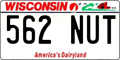 WI license plate 562NUT