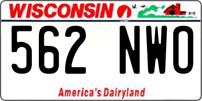 WI license plate 562NWO