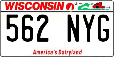 WI license plate 562NYG
