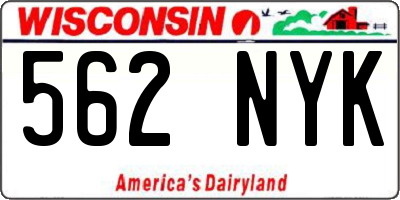 WI license plate 562NYK