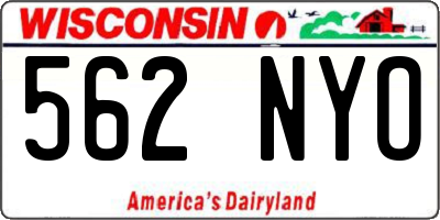 WI license plate 562NYO