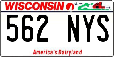 WI license plate 562NYS