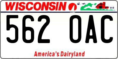 WI license plate 562OAC