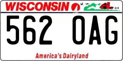 WI license plate 562OAG