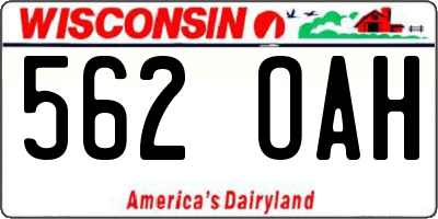 WI license plate 562OAH