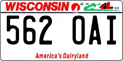 WI license plate 562OAI