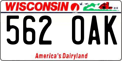 WI license plate 562OAK
