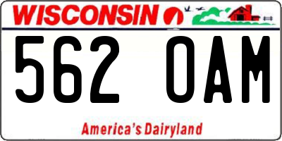 WI license plate 562OAM