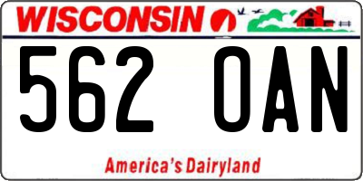 WI license plate 562OAN