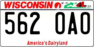 WI license plate 562OAO