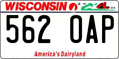 WI license plate 562OAP