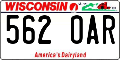 WI license plate 562OAR