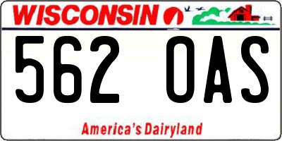 WI license plate 562OAS