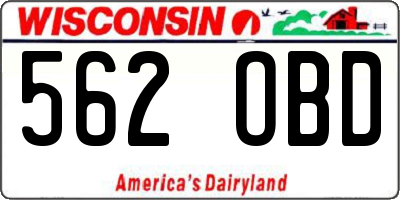 WI license plate 562OBD