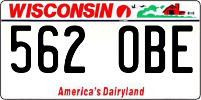 WI license plate 562OBE
