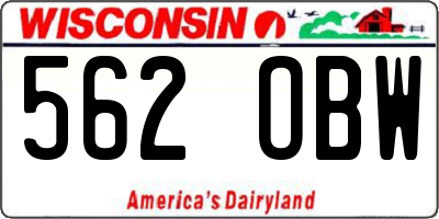 WI license plate 562OBW