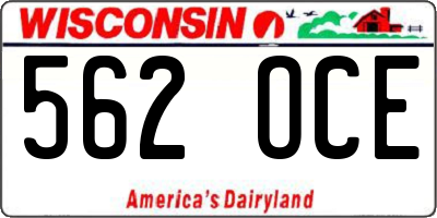 WI license plate 562OCE