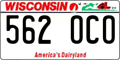WI license plate 562OCO