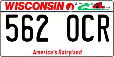 WI license plate 562OCR
