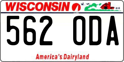 WI license plate 562ODA