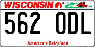 WI license plate 562ODL
