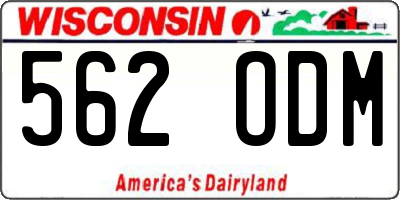 WI license plate 562ODM