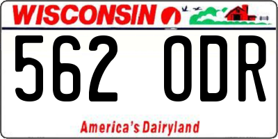 WI license plate 562ODR