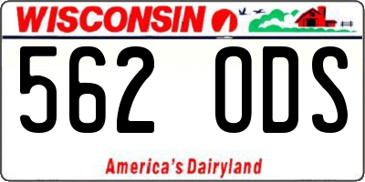 WI license plate 562ODS