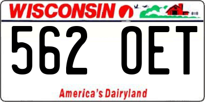 WI license plate 562OET