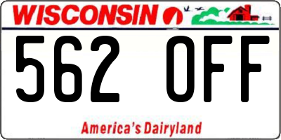 WI license plate 562OFF