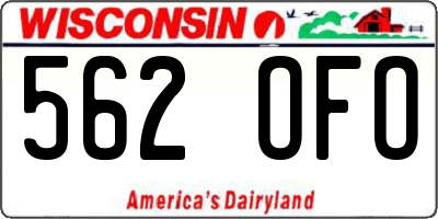 WI license plate 562OFO