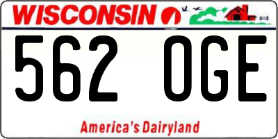 WI license plate 562OGE