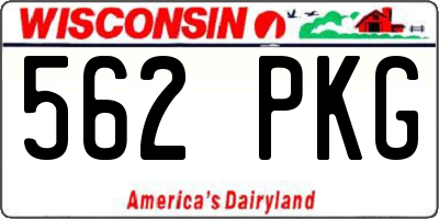 WI license plate 562PKG